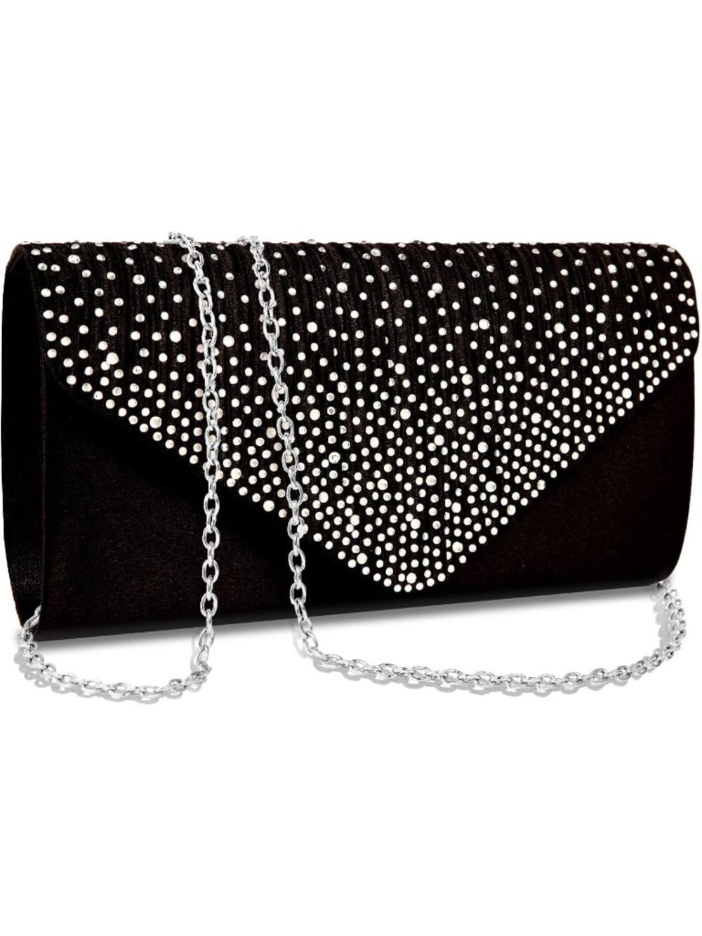 〽️ Women's Black White Rhinestone Clutch Purse Wedding Cocktail Evening Bag